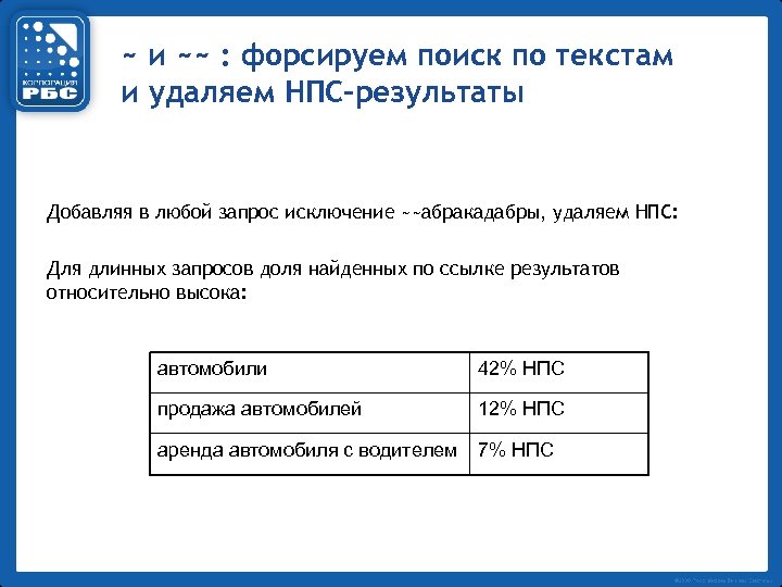 ~ и ~~ : форсируем поиск по текстам и удаляем НПС-результаты Добавляя в любой