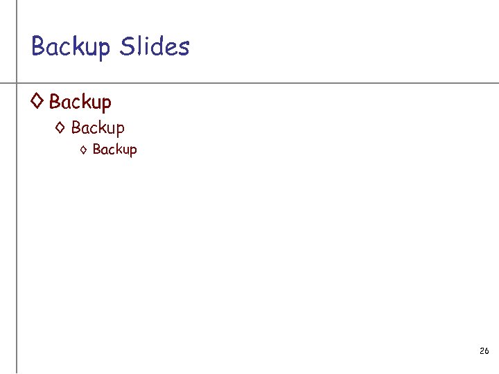 Backup Slides ◊ Backup 26 