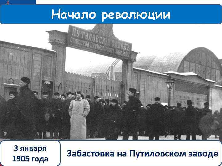 Начало революции 3 января 1905 года Забастовка на Путиловском заводе 