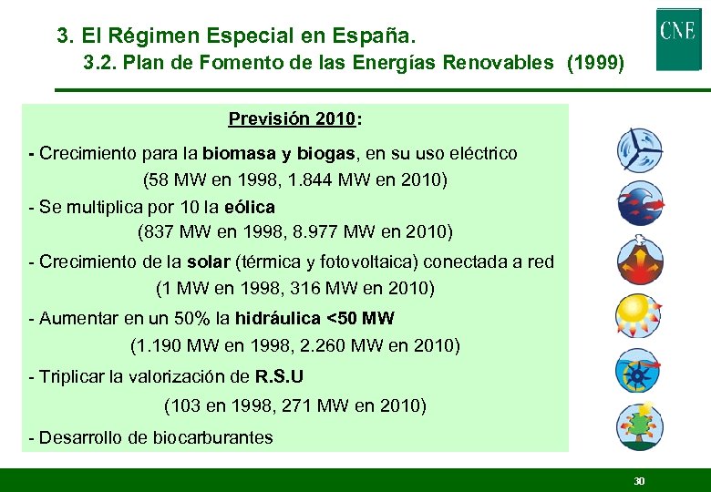 3. El Régimen Especial en España. 3. 2. Plan de Fomento de las Energías