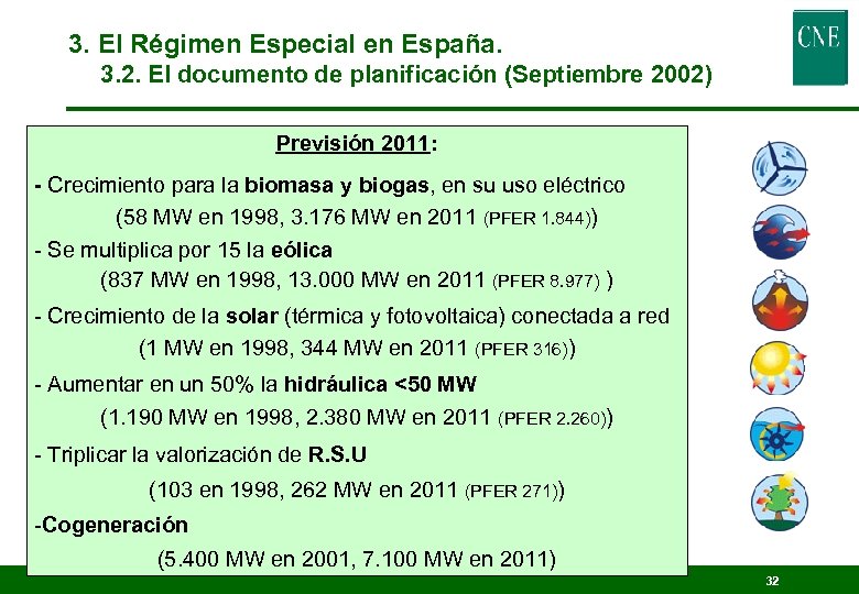 3. El Régimen Especial en España. 3. 2. El documento de planificación (Septiembre 2002)