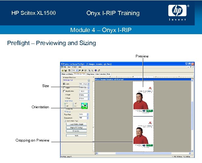 HP Scitex XL 1500 Onyx I-RIP Training Module 4 – Onyx I-RIP Preflight –