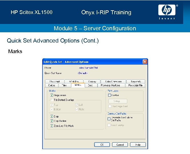 HP Scitex XL 1500 Onyx I-RIP Training Module 5 – Server Configuration Quick Set