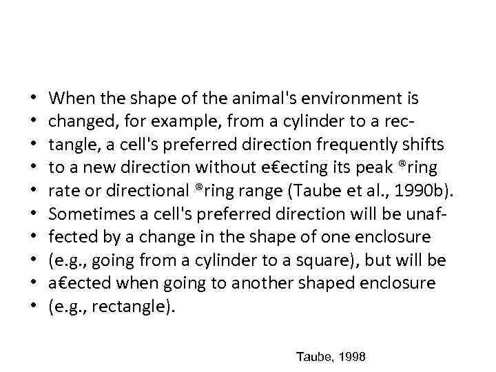  • • • When the shape of the animal's environment is changed, for