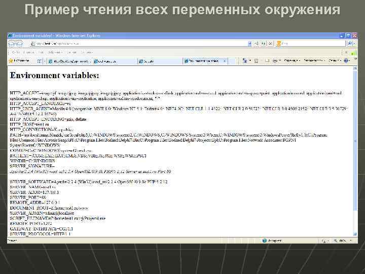 Пример чтения всех переменных окружения 