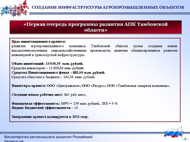 Программа поддержки инвестиционных проектов