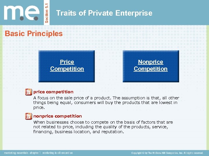 Section 5. 1 Traits of Private Enterprise Basic Principles Price Competition Nonprice Competition price