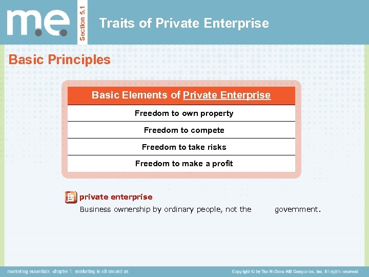 Section 5. 1 Traits of Private Enterprise Basic Principles Basic Elements of Private Enterprise