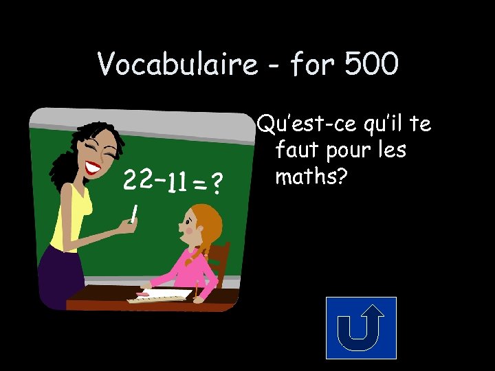Vocabulaire - for 500 Qu’est-ce qu’il te faut pour les maths? 