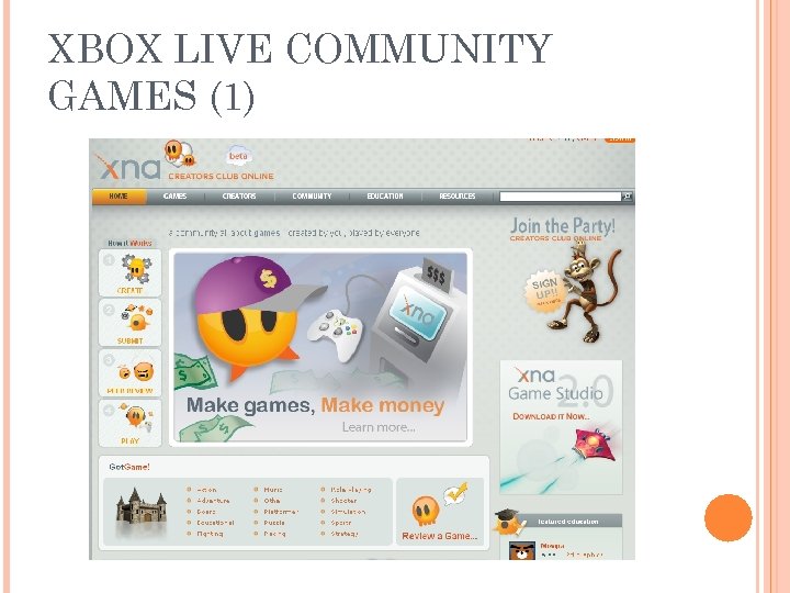 XBOX LIVE COMMUNITY GAMES (1) 