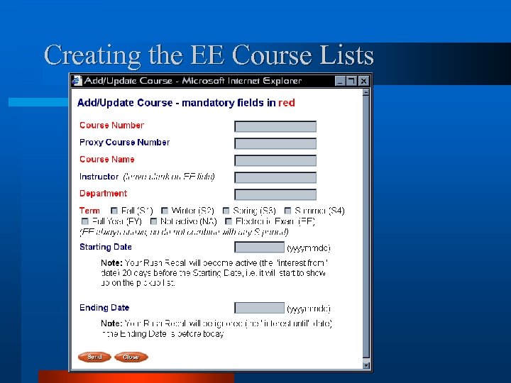 Creating the EE Course Lists 