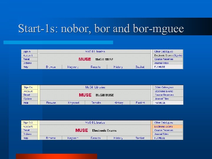 Start-1 s: nobor, bor and bor-mguee 