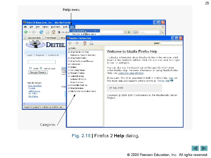 29 Fig. 2. 15 | Firefox 2 Help dialog. 2008 Pearson Education, Inc. All