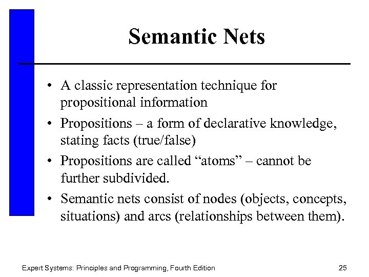 Semantic Nets • A classic representation technique for propositional information • Propositions – a