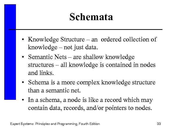 Schemata • Knowledge Structure – an ordered collection of knowledge – not just data.