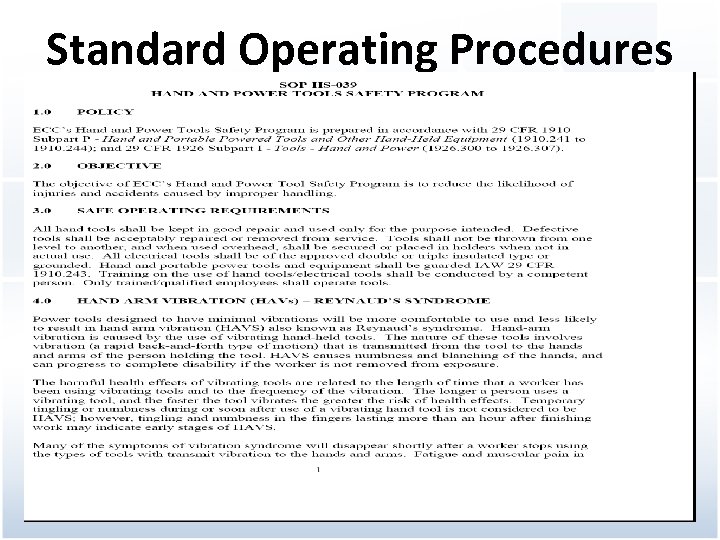 Standard Operating Procedures 