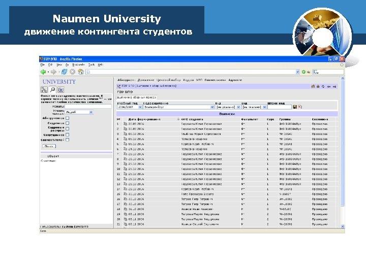 Naumen University движение контингента студентов 