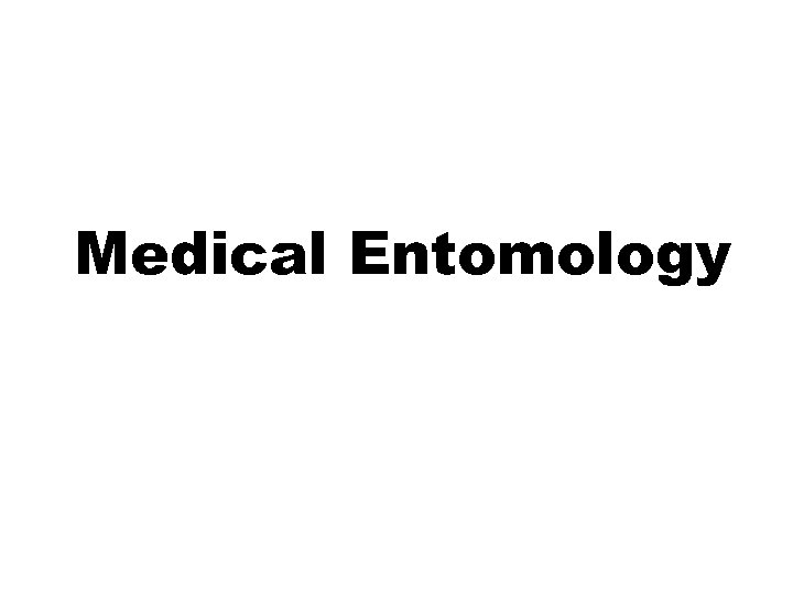 Medical Entomology 