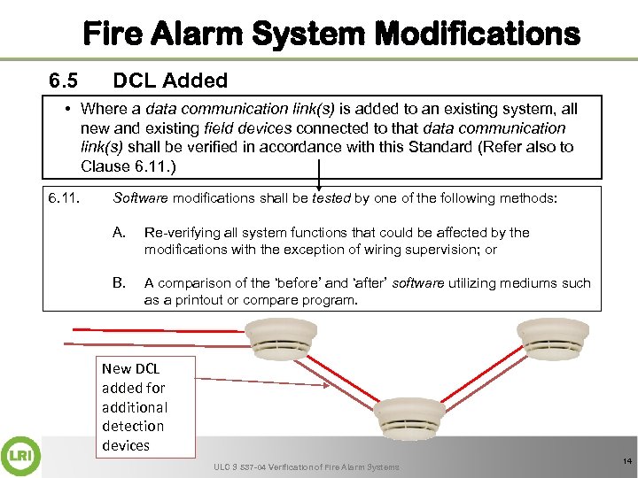 Fire Alarm System Modifications 6. 5 DCL Added • Where a data communication link(s)