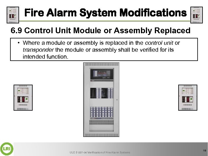 Fire Alarm System Modifications 6. 9 Control Unit Module or Assembly Replaced • Where