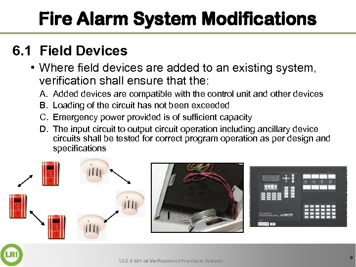 Fire Alarm System Modifications 6. 1 Field Devices • Where field devices are added