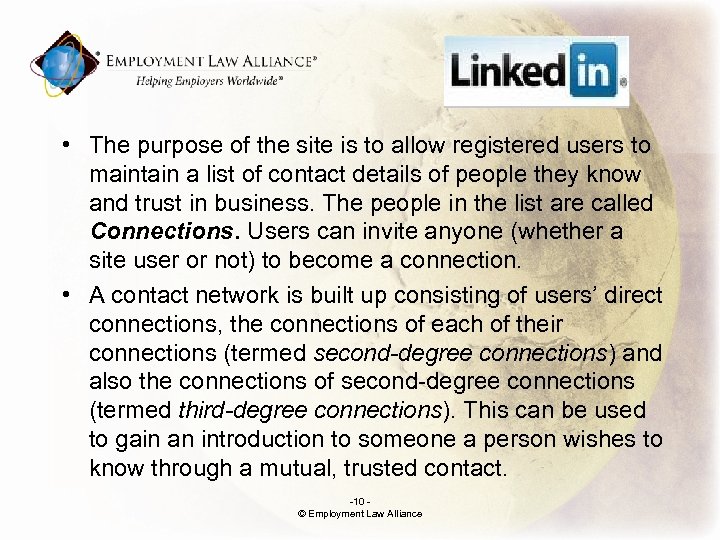 . • The purpose of the site is to allow registered users to maintain