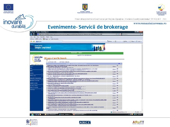 Evenimente- Servicii de brokerage 