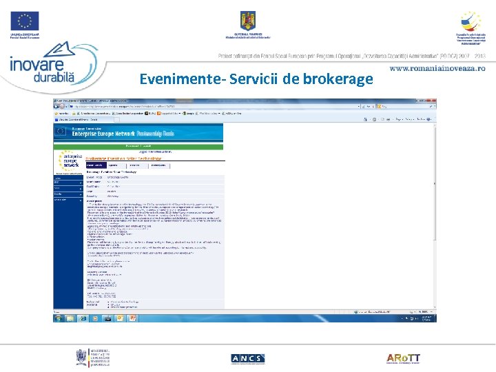 Evenimente- Servicii de brokerage 