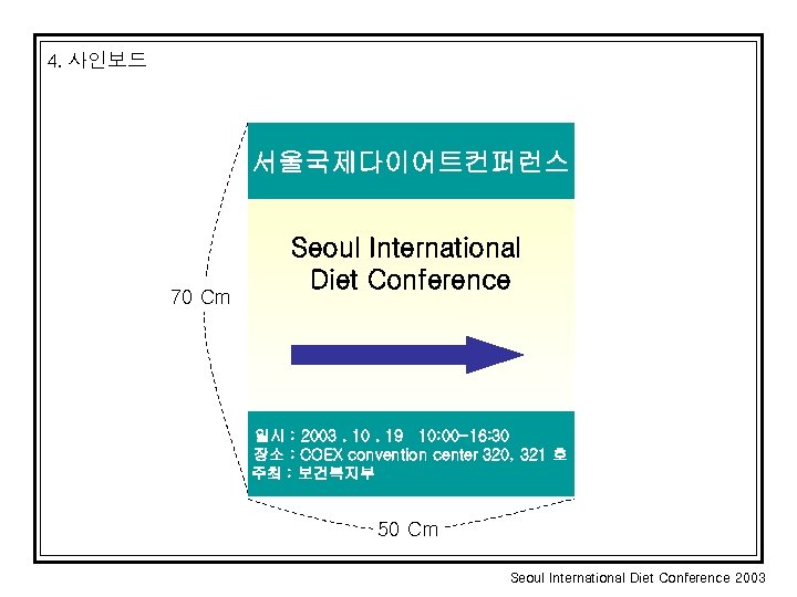 4. 사인보드 서울국제다이어트컨퍼런스 70 Cm Seoul International Diet Conference 일시 : 2003. 10. 19