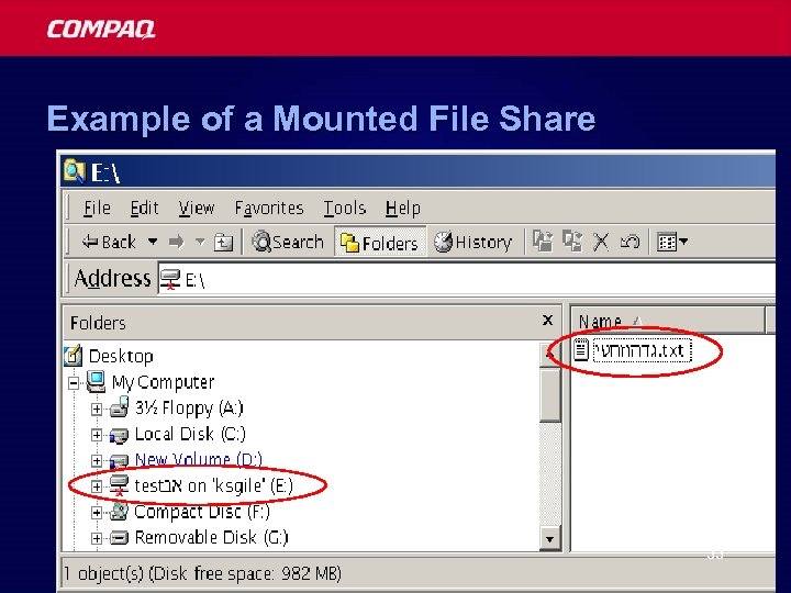 Example of a Mounted File Share 33 