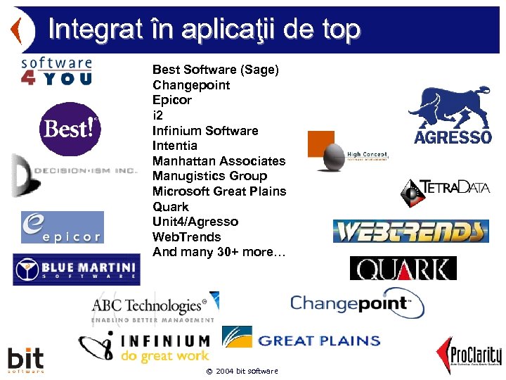 Integrat în aplicaţii de top Best Software (Sage) Changepoint Epicor i 2 Infinium Software