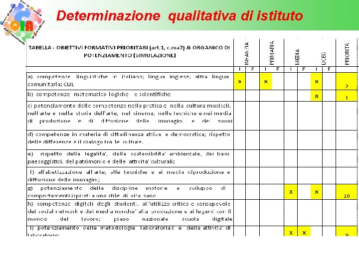 Determinazione qualitativa di istituto 