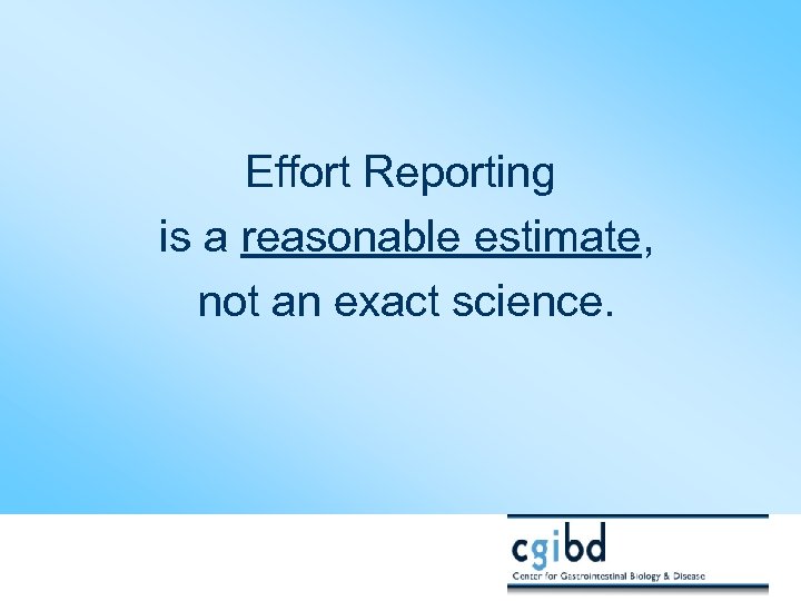 Effort Reporting is a reasonable estimate, not an exact science. 