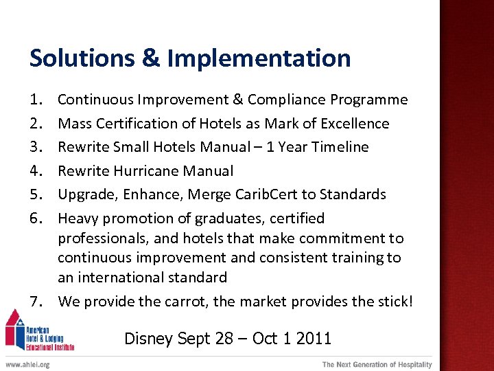 Solutions & Implementation 1. 2. 3. 4. 5. 6. Continuous Improvement & Compliance Programme