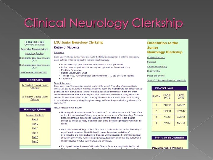 Clinical Neurology Clerkship 