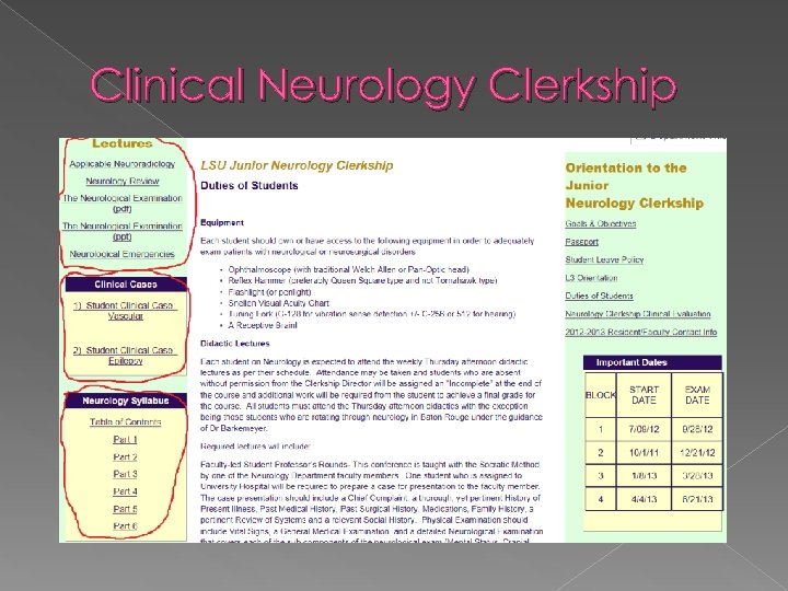 Clinical Neurology Clerkship 