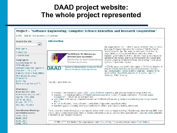 DAAD project website: The whole project represented 