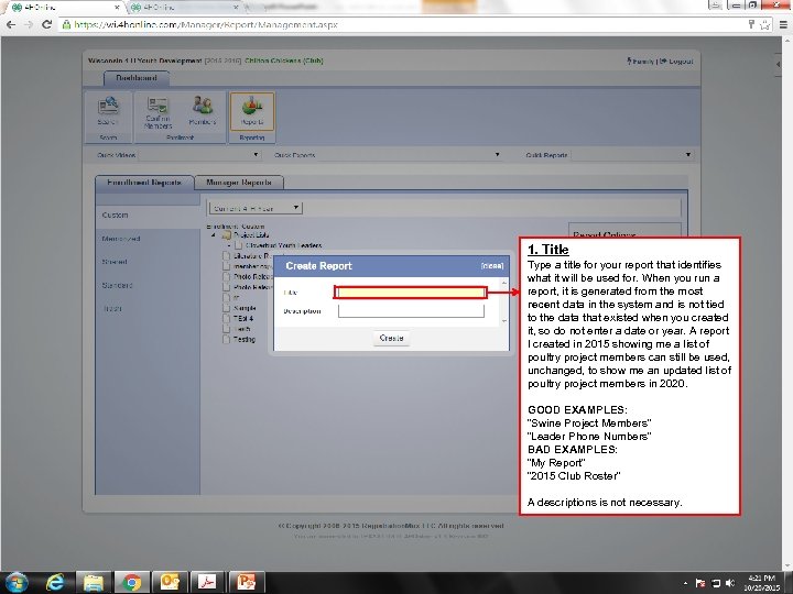 1. Title Type a title for your report that identifies what it will be
