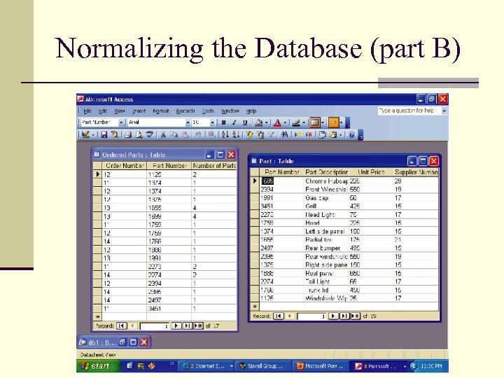 Normalizing the Database (part B) 