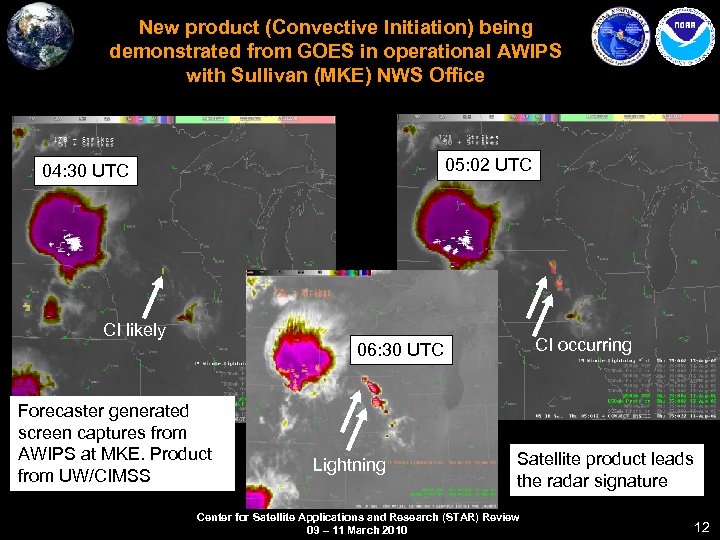 New product (Convective Initiation) being demonstrated from GOES in operational AWIPS with Sullivan (MKE)