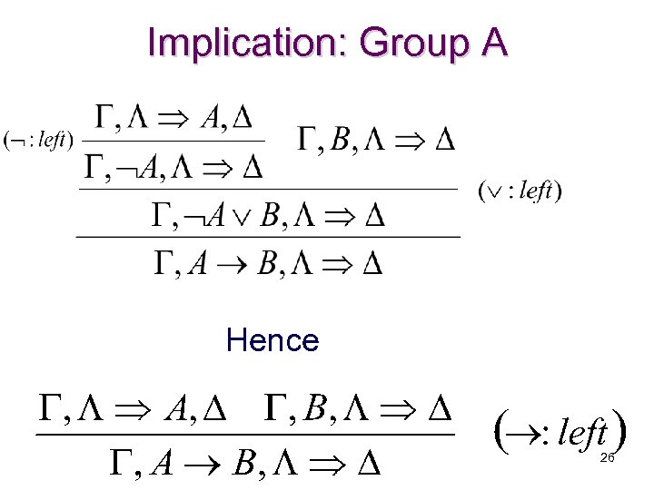 Implication: Group A Hence 26 