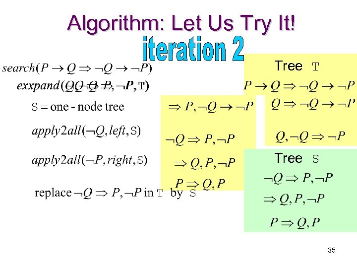 Algorithm: Let Us Try It! Tree T Tree S 35 