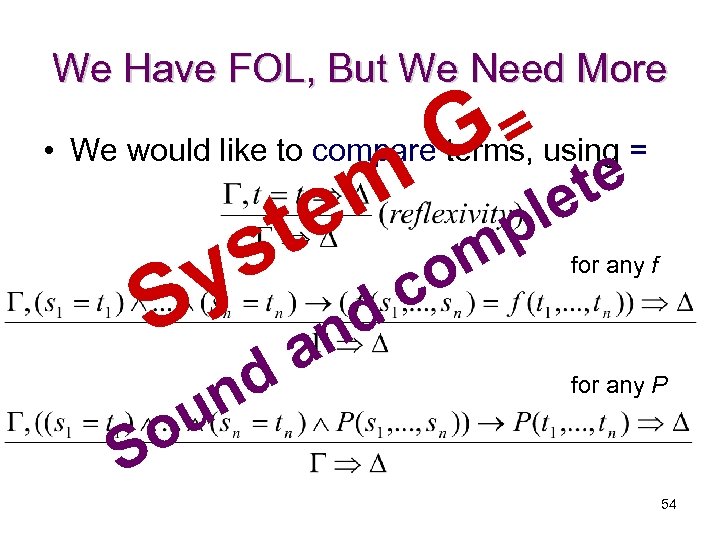 We Have FOL, But We Need More G= • We would like to compare