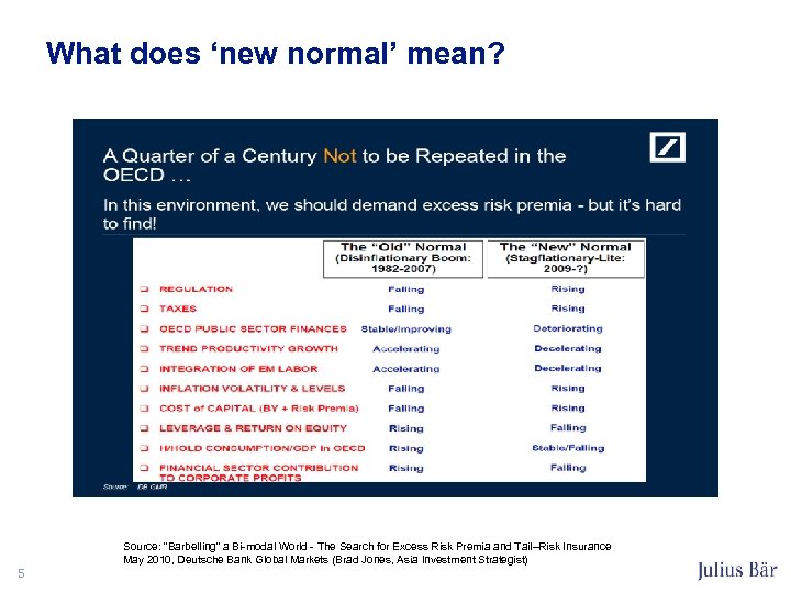 What does ‘new normal’ mean? Source: “Barbelling” a Bi-modal World - The Search for