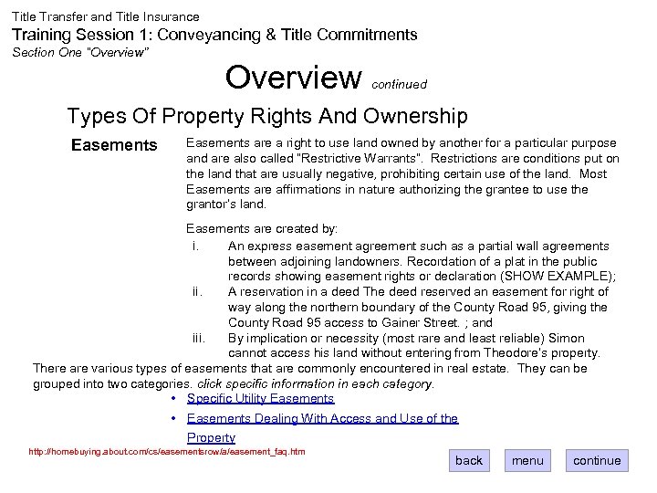 Title Transfer and Title Insurance Training Session 1: Conveyancing & Title Commitments Section One