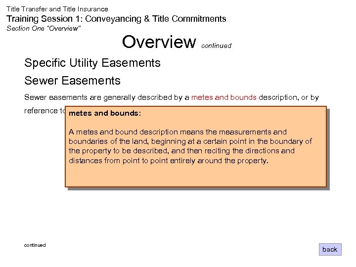 Title Transfer and Title Insurance Training Session 1: Conveyancing & Title Commitments Section One