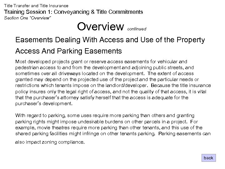 Title Transfer and Title Insurance Training Session 1: Conveyancing & Title Commitments Section One