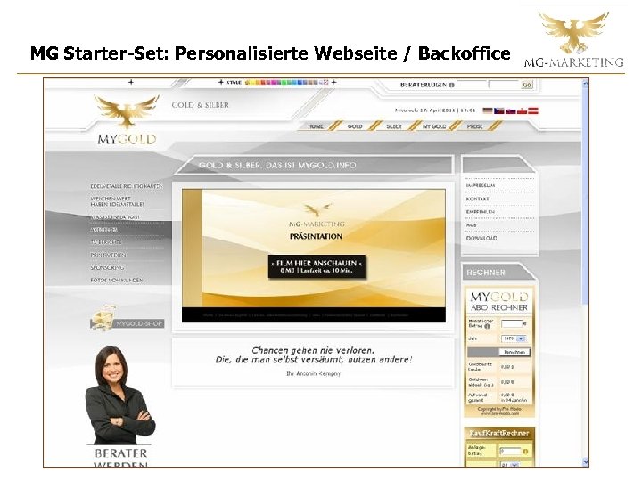 MG Starter-Set: Personalisierte Webseite / Backoffice 