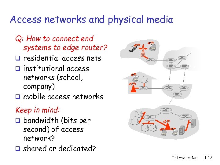 Access networks and physical media Q: How to connect end systems to edge router?