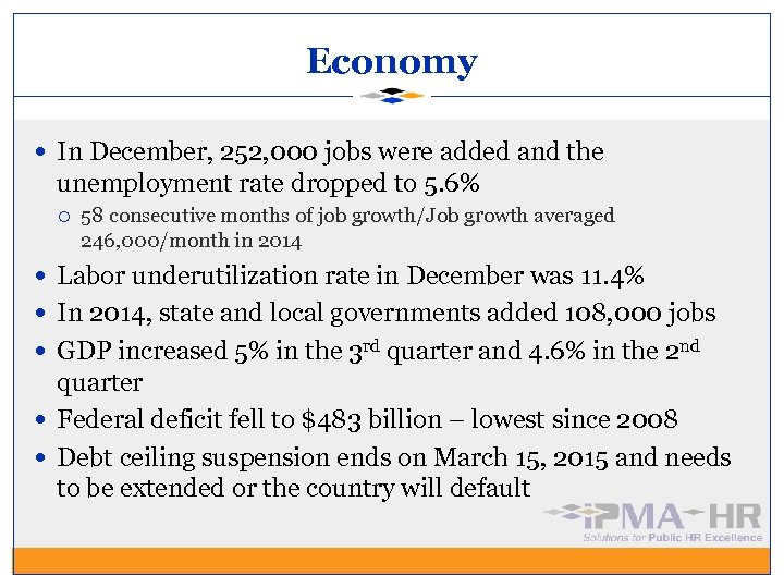 Economy In December, 252, 000 jobs were added and the unemployment rate dropped to